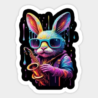 Cute Rabbit Playing Saxophone Sticker